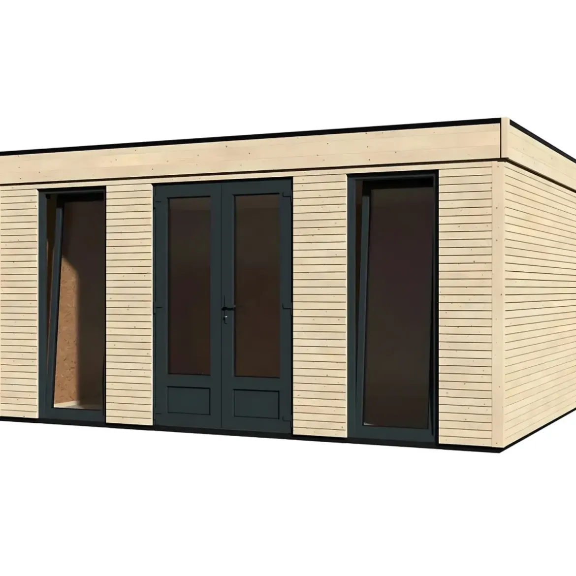 Casetta in Legno Abitabile 5x3.6 metri Parete Isolanti Porta Finestra Giardino