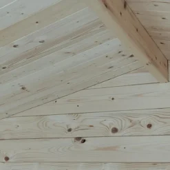Casetta in Legno Addossata 218x130 cm con Porta Doppia e Pavimento