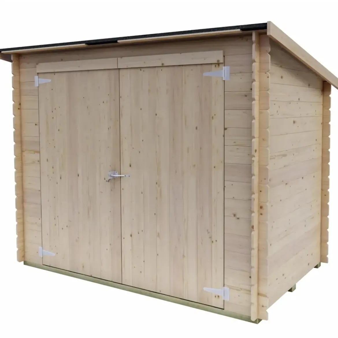 Casetta in Legno Addossata 218x130 cm con Porta Doppia e Pavimento