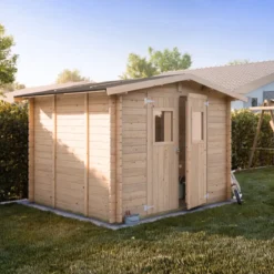 Casetta in Legno Block House 249x249 cm Impermeabile da Giardino