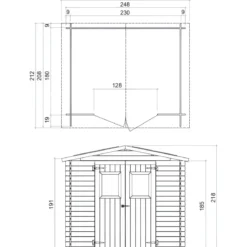 Casetta in Legno Blockhouse 2.5x2 19 mm con Pavimento Ricovero Attrezzi Giardino