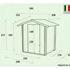 Casetta in Legno Blockhouse 2.5x2 19 mm con Pavimento Ricovero Attrezzi Giardino