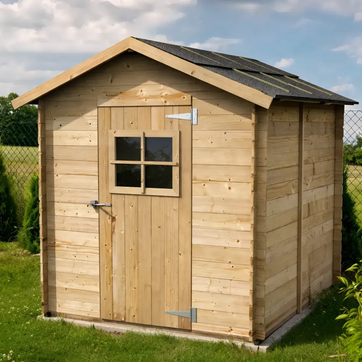 Casetta in Legno con Pavimento 178x218x205 cm Porta Attrezzi da Giardino