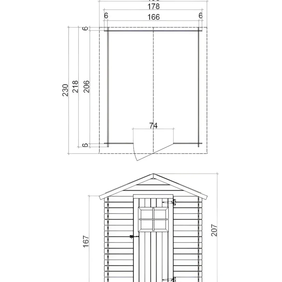 Casetta in Legno con Pavimento 178x218x205 cm Porta Attrezzi da Giardino