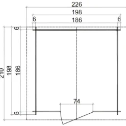 Casetta in Legno da Giardino Block House 2x2 m con Porta Finestrata