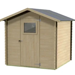 Casetta in Legno da Giardino Block House 2x2 m con Porta Finestrata