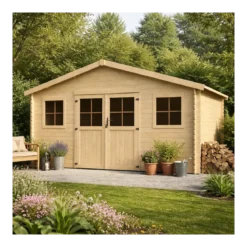 Casetta in Legno da Giardino 28mm 5x4 per Attrezzi Doppia Porta Finestre