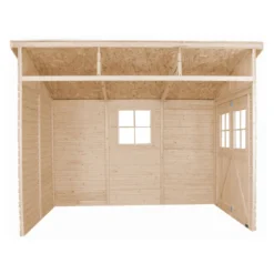 Casetta in Legno da Giardino 3x2 Addossata 3 Pareti con Pavimento
