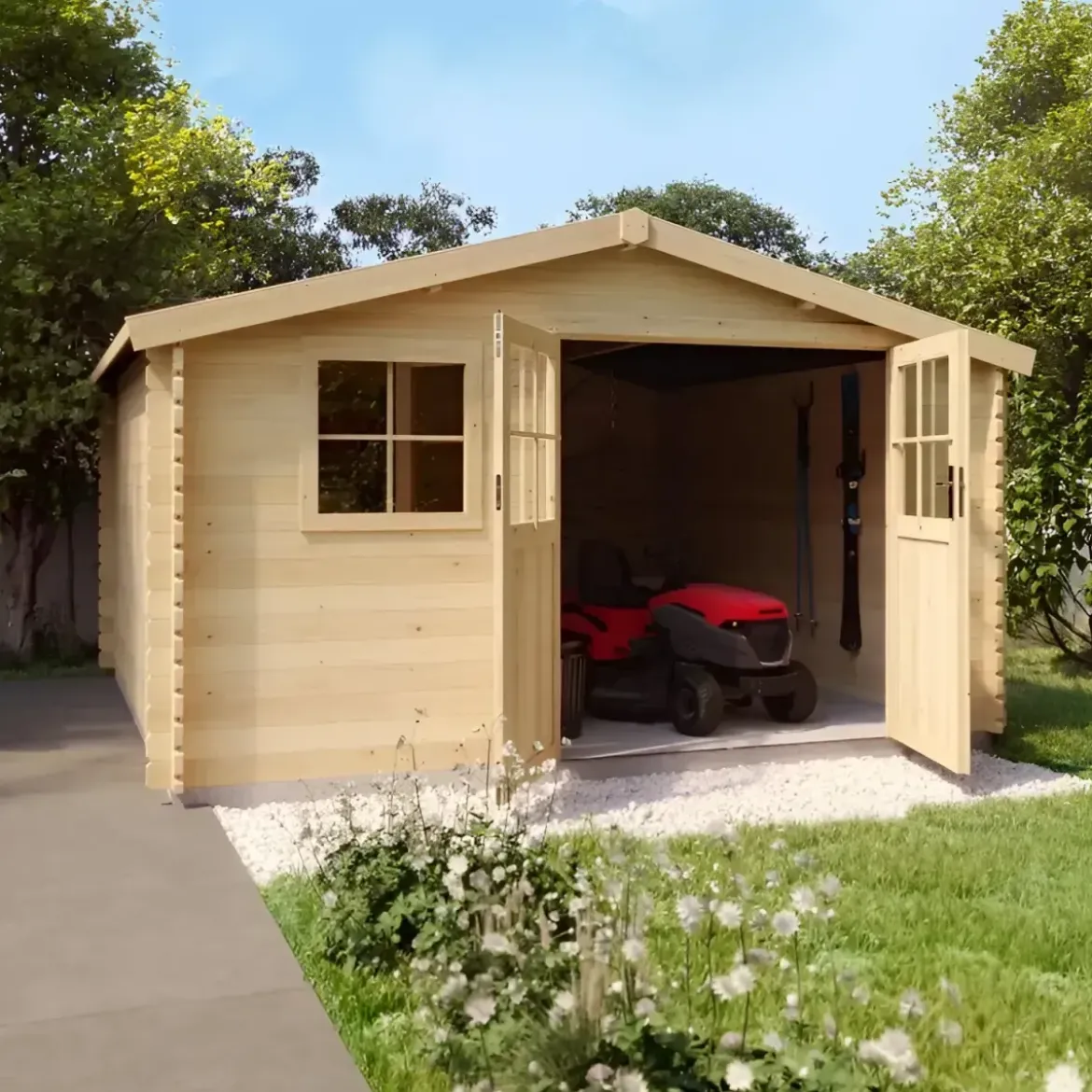 Casetta in Legno da Giardino 4x3 Doppia Porta Block-House 34mm