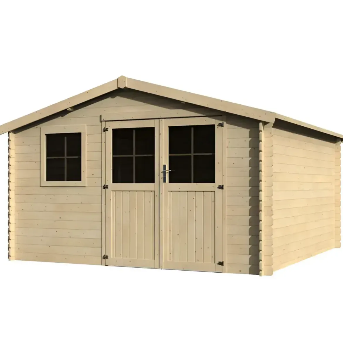 Casetta in Legno da Giardino 4x3 Doppia Porta Block-House 34mm