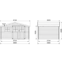Casetta in Legno da Giardino 4x3 Doppia Porta Block-House 34mm