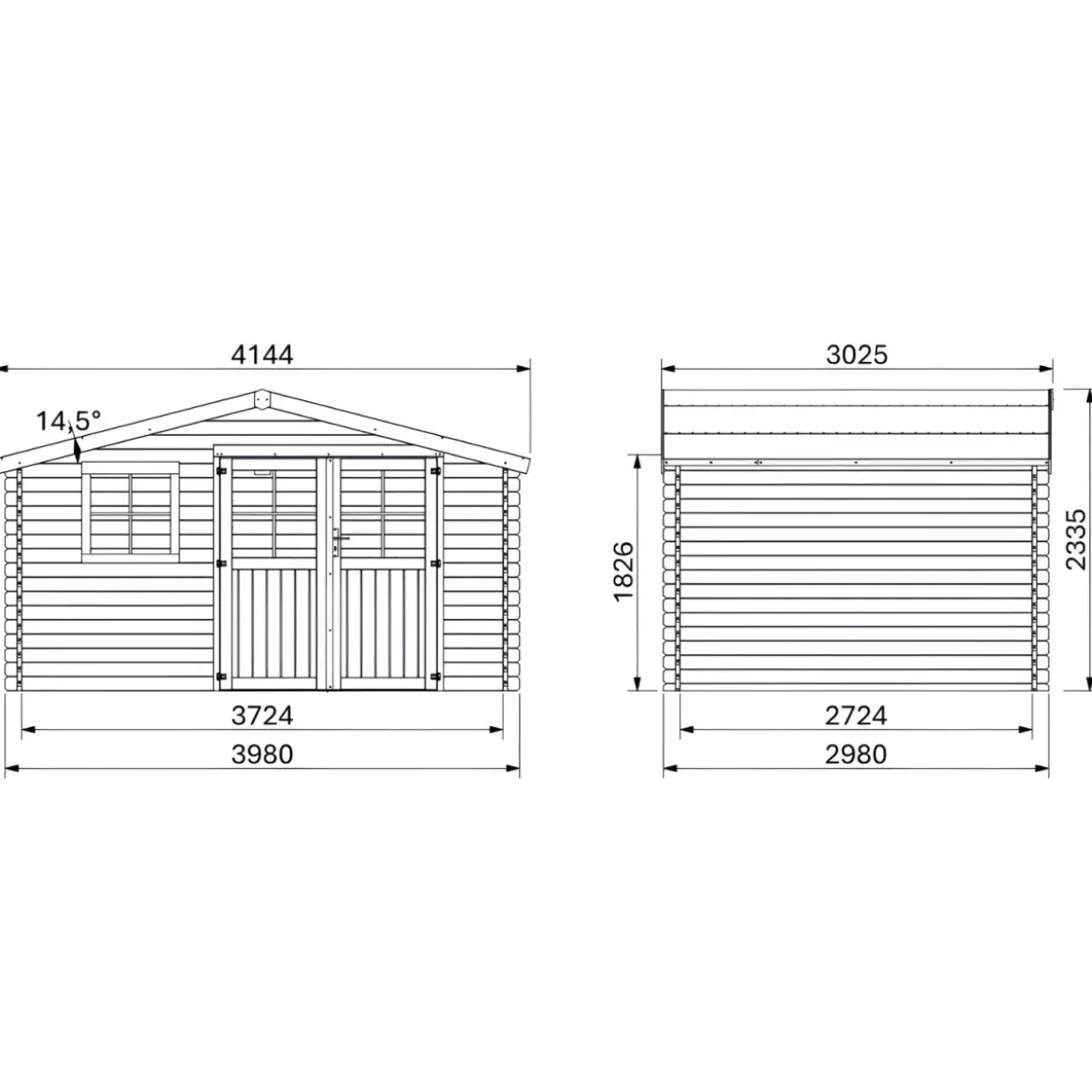 Casetta in Legno da Giardino 4x3 Doppia Porta Block-House 34mm
