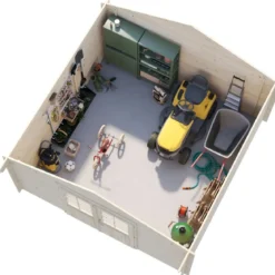 Casetta in Legno da Giardino 4x4 Blockhouse 34 mm Porta Doppia Vetrata