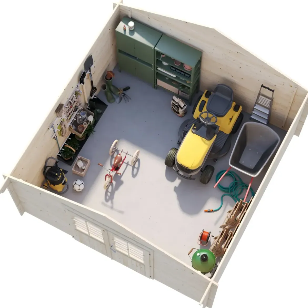 Casetta in Legno da Giardino 4x4 Blockhouse 34 mm Porta Doppia Vetrata