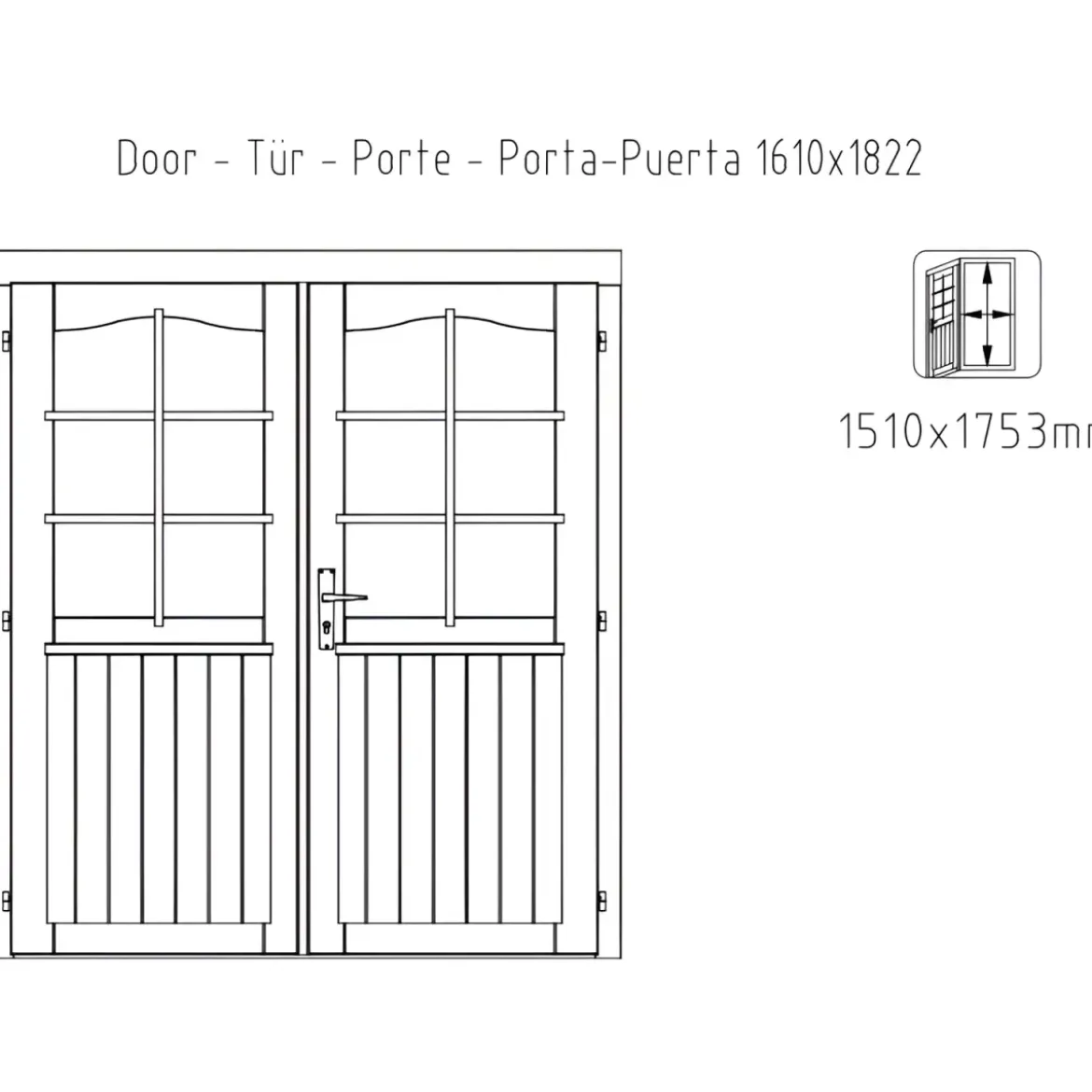 Casetta in Legno da Giardino 4x4 Blockhouse 34 mm Porta Doppia Vetrata