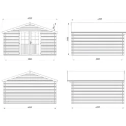 Casetta in Legno da Giardino 4x4 Blockhouse 34 mm Porta Doppia Vetrata