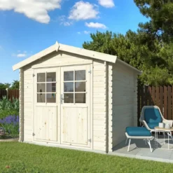 Casetta in Legno da Giardino 250x250 cm Blockhouse 28 mm Doppia Porta