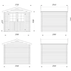 Casetta in Legno da Giardino 250x250 cm Blockhouse 28 mm Doppia Porta