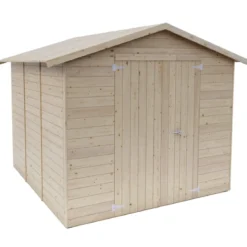 Casetta in Legno da Giardino 238x245 cm con Porta Doppia a Battente