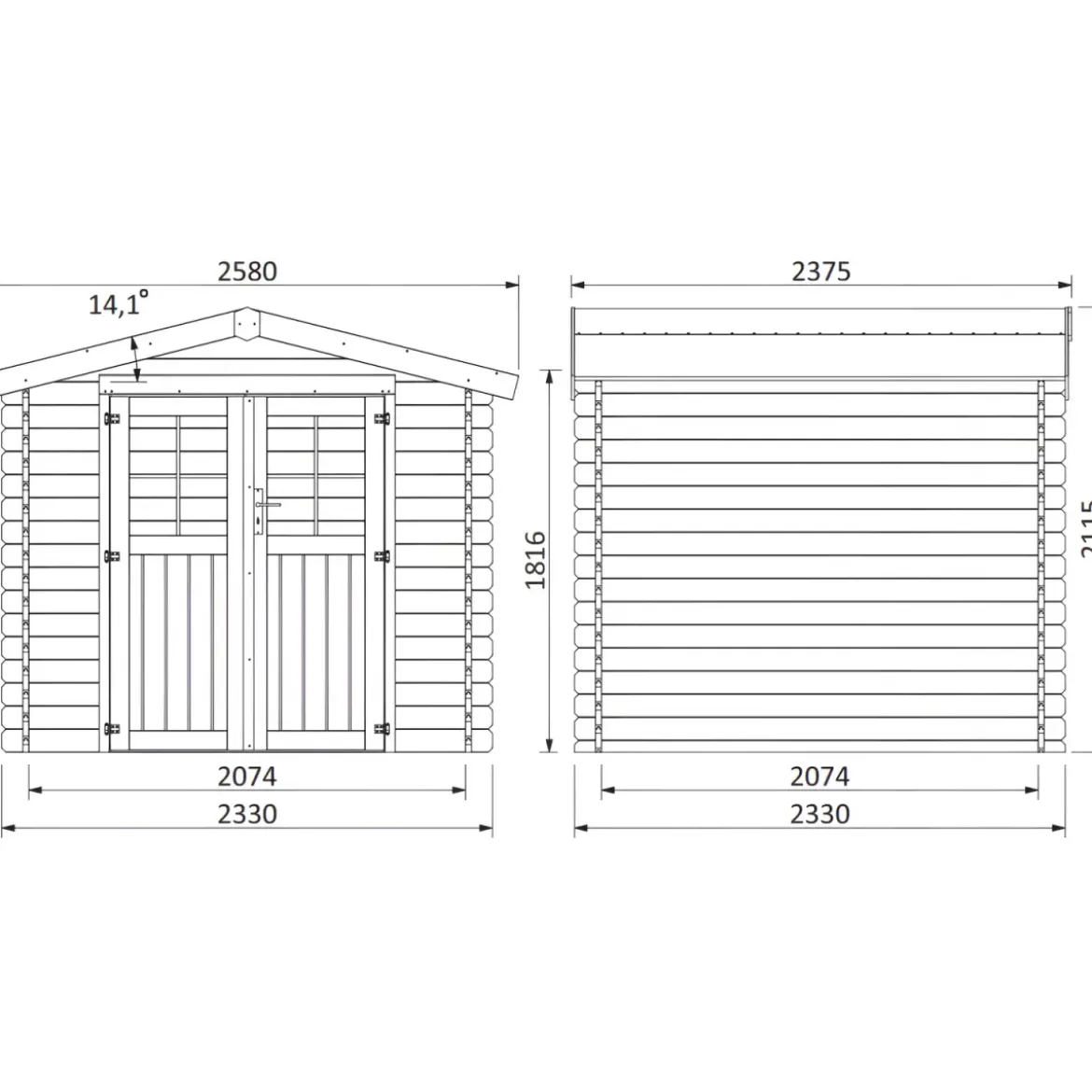 Casetta in Legno di Abete 2,33x2,33 da Esterno