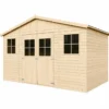 Casetta in Legno Giardino 4x3 17 mm Pavimento Porte Doppie Finestre