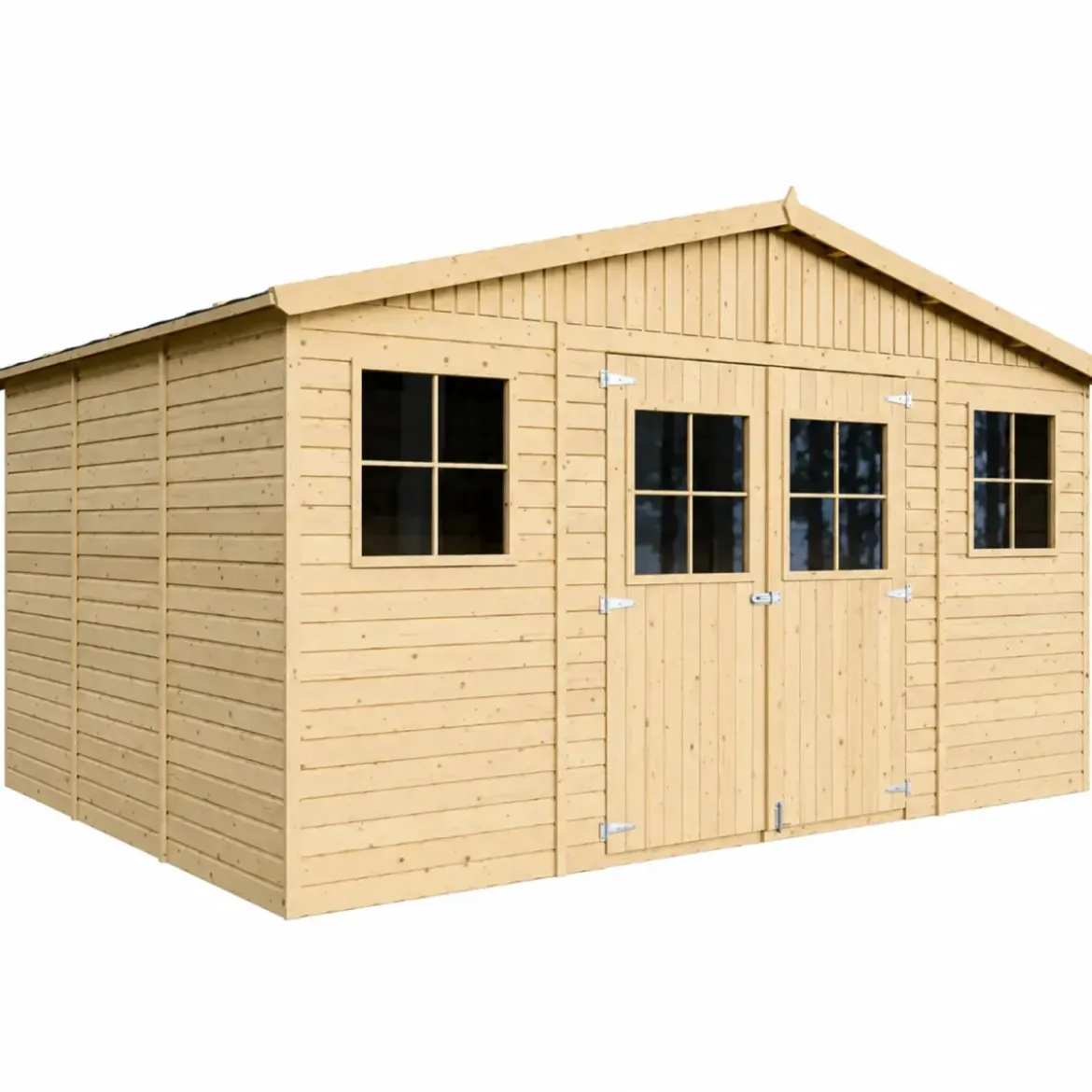 Casetta in Legno Giardino 4x3 17 mm Pavimento Porte Doppie Finestre