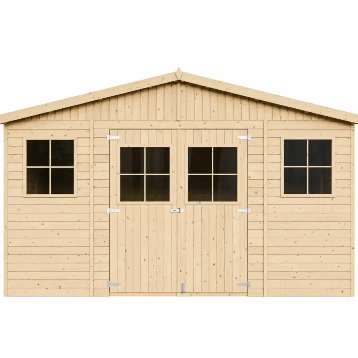 Casetta in Legno Giardino 4x3 17 mm Pavimento Porte Doppie Finestre