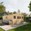 Casetta in Legno Giardino 4x5 Pannelli 17 mm Porte Doppie con Finestre