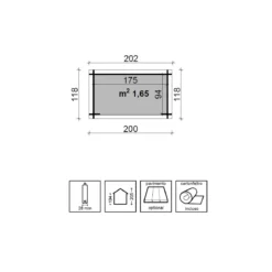 Casetta in Legno Grezzo da Giardino 200x118x205 cm 28 mm Blockhouse