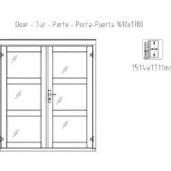 Casetta in Legno Grezzo 28 mm 276x282 Blockhouse Porta Doppia Vetrata