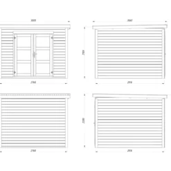 Casetta in Legno Grezzo 28 mm 276x282 Blockhouse Porta Doppia Vetrata