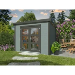 Casetta in Legno Grezzo 28 mm 276x282 Blockhouse Porta Doppia Vetrata