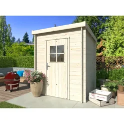 Casetta in Legno Grezzo 19 mm 176x176 cm Blockhouse Tetto in Perline