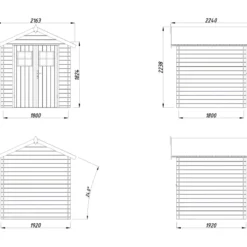 Casetta in Legno Grezzo 19 mm 200x200 cm Blockhouse Porta Doppia