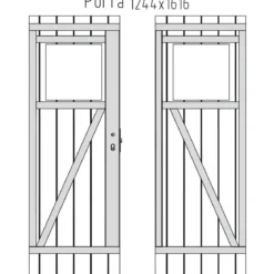 Casetta in Legno Grezzo 19 mm 200x200 cm Blockhouse Porta Doppia
