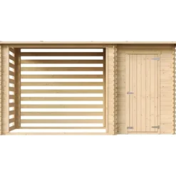 Casetta in Legno Grezzo 344x130 cm con Tetto Bitumato Legnaia Esterna
