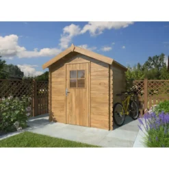 Casetta in Legno Impregnato 19 mm 206x176 cm Blockhouse Porta Vetrata