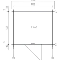 Casetta in Legno Impregnato 19 mm 206x176 cm Blockhouse Porta Vetrata