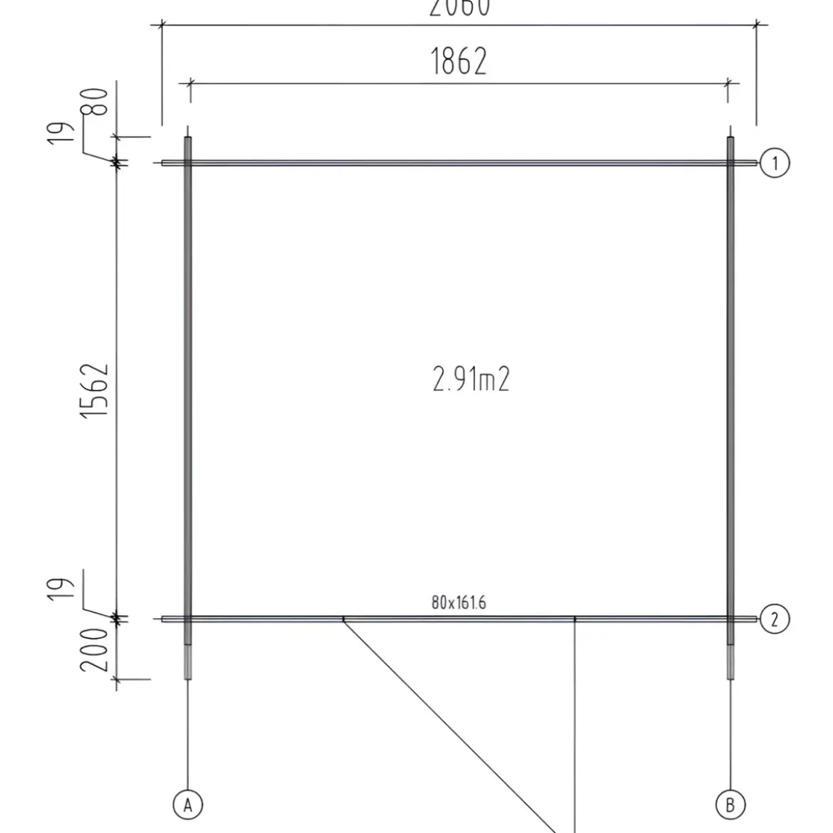 Casetta in Legno Impregnato 19 mm 206x176 cm Blockhouse Porta Vetrata
