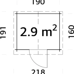 Casetta in Legno Impregnato 19 mm 206x176 cm Blockhouse Porta Vetrata