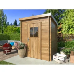 Casetta in Legno Impregnato 176x176 Blockhouse 19 mm Porta Finestrata