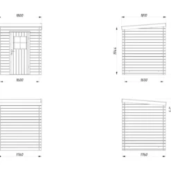 Casetta in Legno Impregnato 176x176 Blockhouse 19 mm Porta Finestrata