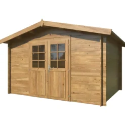 Casetta in Legno Impregnato 358x296 cm Blockhouse 28 mm Porta Doppia