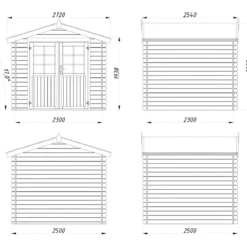 Casetta in Legno Impregnato 250x250 cm Blockhouse 28 mm Porta Doppia