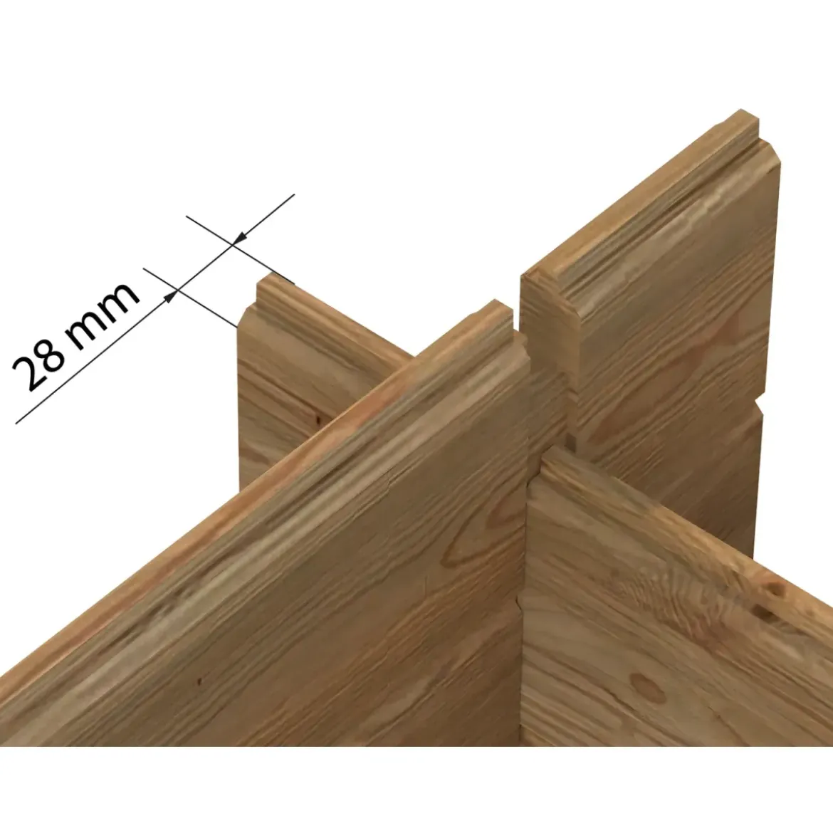 Casetta in Legno Impregnato 296x296 cm Blockhouse 28 mm Doppia Porta
