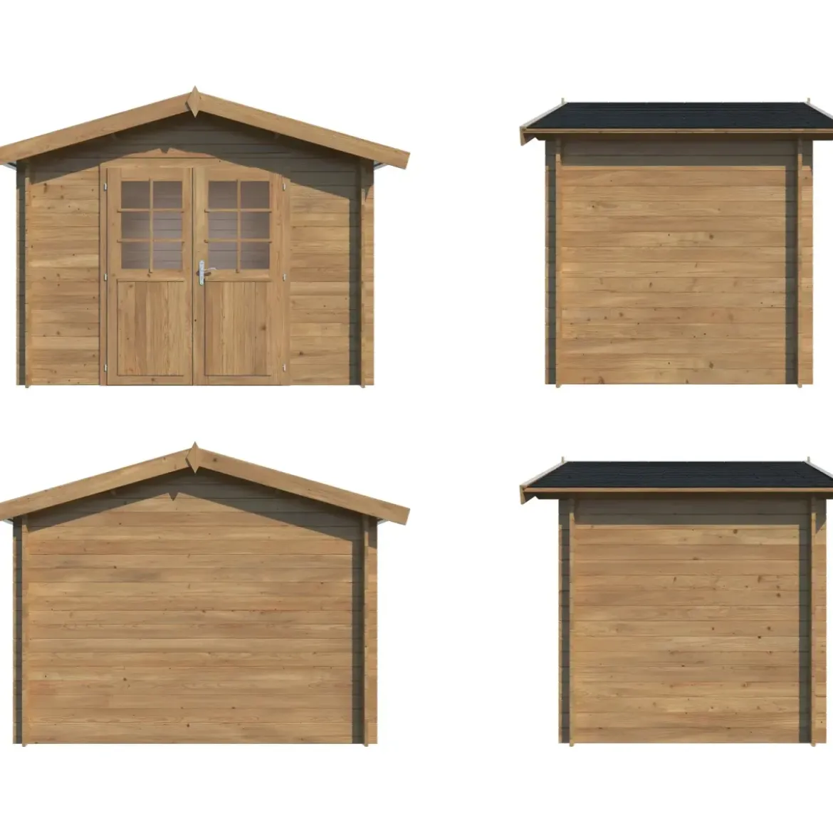 Casetta in Legno Impregnato 296x296 cm Blockhouse 28 mm Doppia Porta