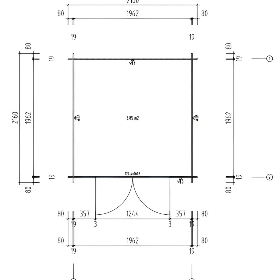 Casetta in Legno Impregnato 216x216 cm Blockhouse 19 mm Doppia Porta