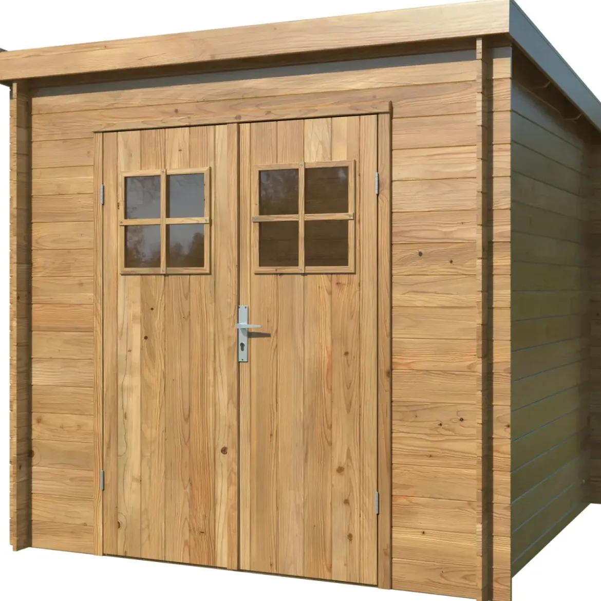 Casetta in Legno Impregnato 216x216 cm Blockhouse 19 mm Doppia Porta