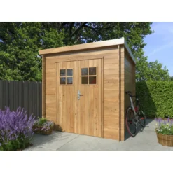 Casetta in Legno Impregnato 216x216 cm Blockhouse 19 mm Doppia Porta