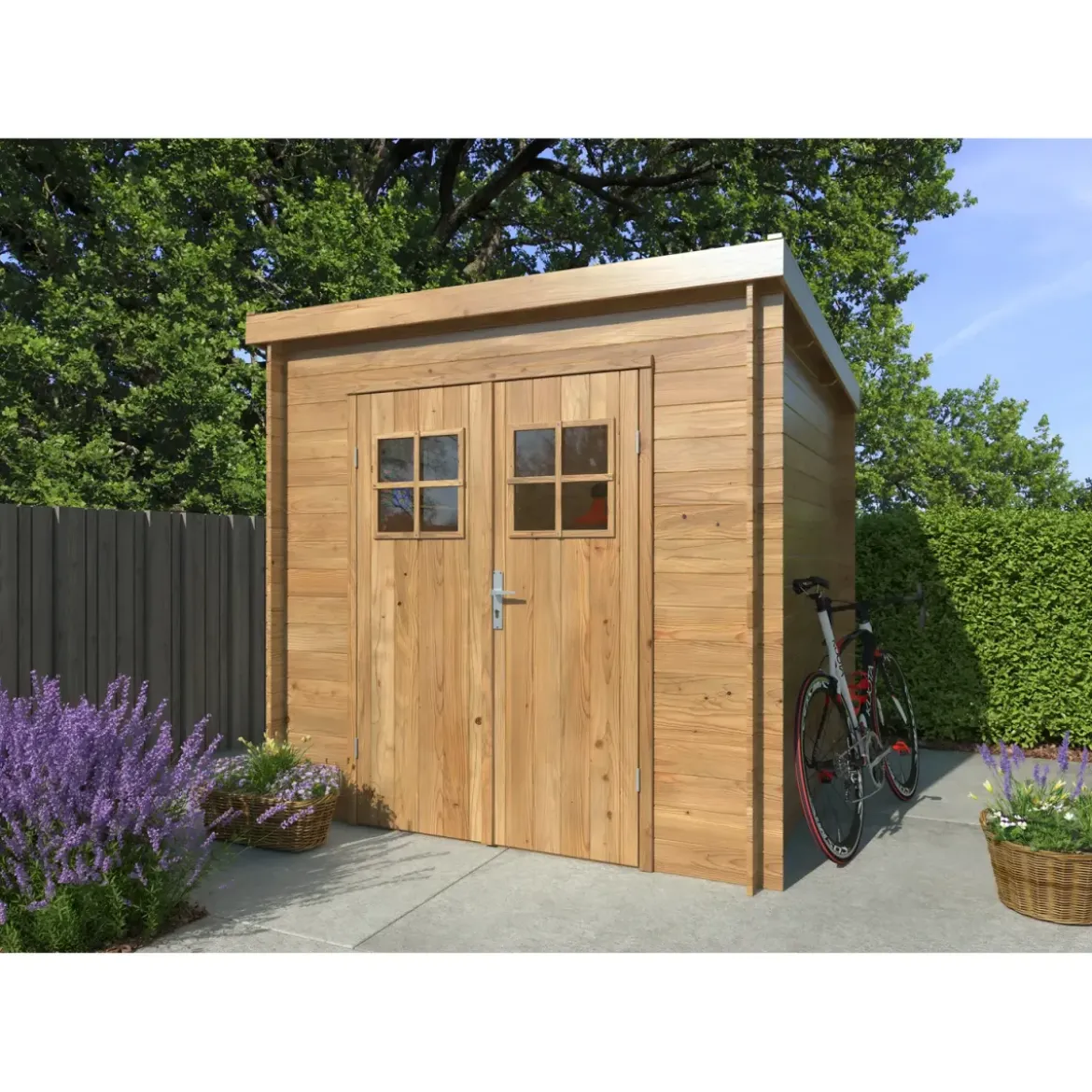 Casetta in Legno Impregnato 216x216 cm Blockhouse 19 mm Doppia Porta